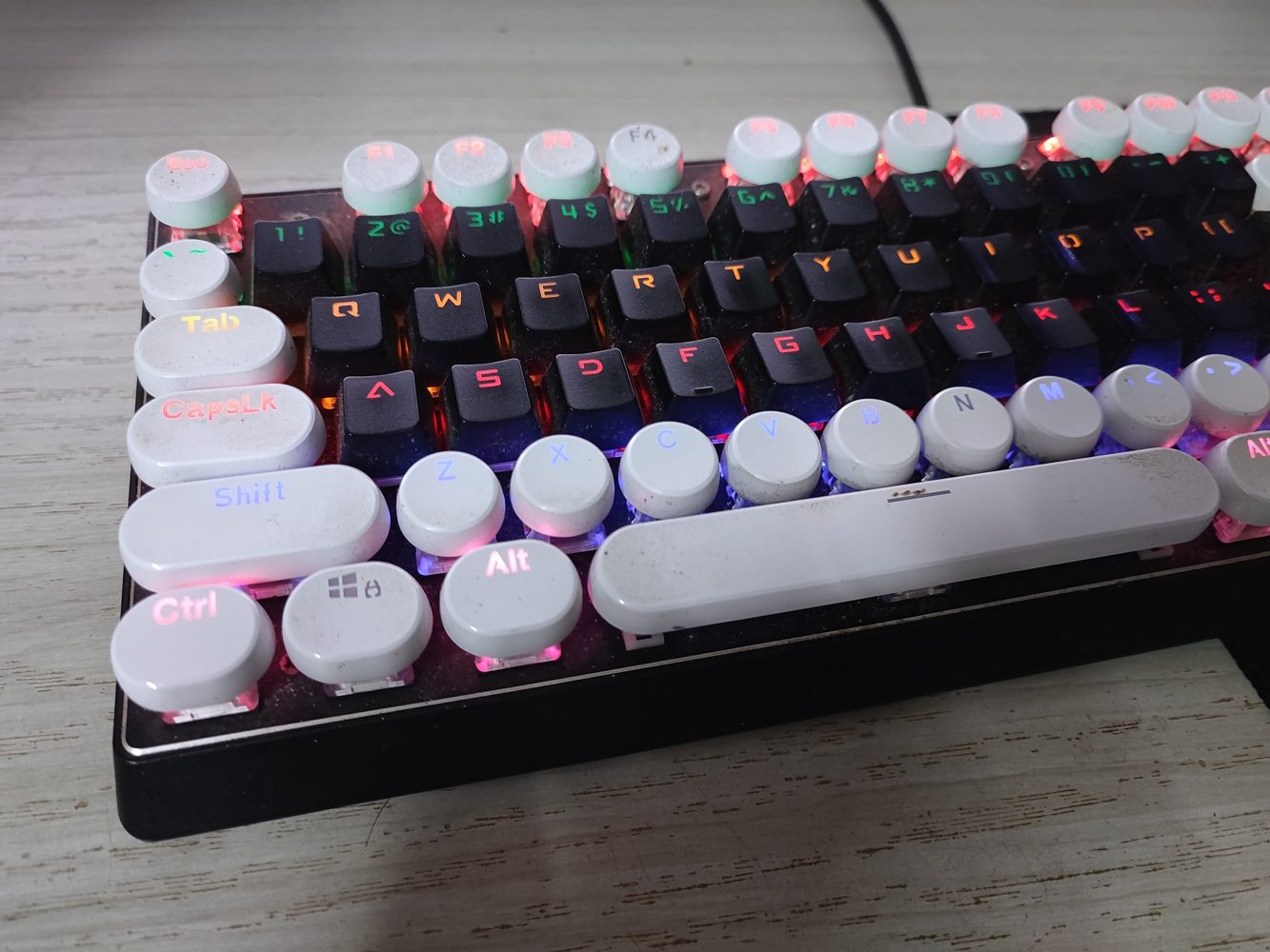 Mechanical keyboard on a desk