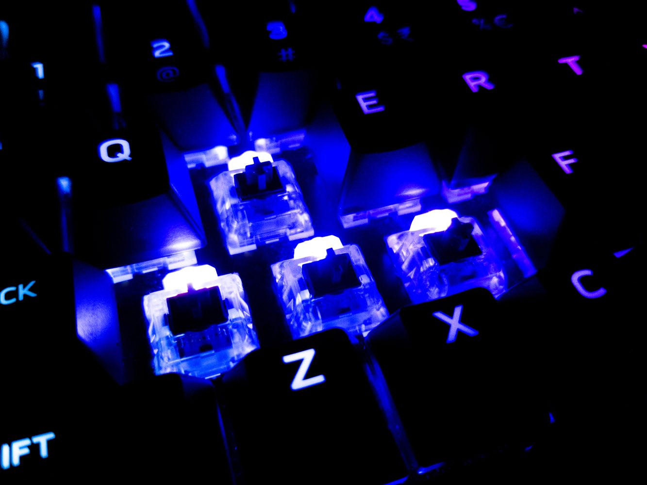 Close up of mechanical keyboard switches
